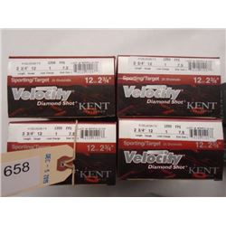 100 Rnds Kent Velocity 2 3/4 in, 7.5 Shot, 1 Load 12 Gauge Velocity Diamond Shot Sporting/Target