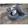 Image 1 : Pallet w/3 ATV tires, 2 gas tanks, & misc
