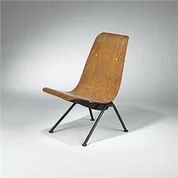 Jean Prouve, Antony chair, Atelier Jean Prouve, France, 1954, molded plywood, enameled st...