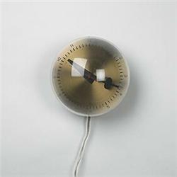 George Nelson, wall clock, Howard Miller Clock Company, USA, 1950s, brass, acrylic, 7"d...