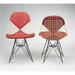 Charles and Ray Eames, DKR chairs, pair, Herman Miller, USA, c.1950, enameled metal, upho...