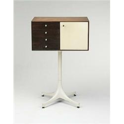 George Nelson, jewelry cabinet, Herman Miller, USA, c.1954, rosewood, teak, porcelain, ...