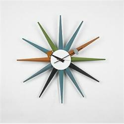 George Nelson, wall clock, Howard Miller Clock Company, USA, 1950, painted wood, enameled...