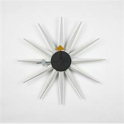 George Nelson, wall clock, Howard Miller Clock Company, USA, 1950, painted wood, enameled...