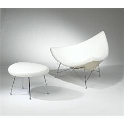 George Nelson, Coconut chair and ottoman, Herman Miller, USA, c. 1955, enameled and chrom...