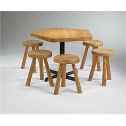Charlotte Perriand, dining table for the L'Arcs Apartments, Paris, France, 1961, pine, enam...