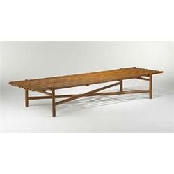 Bertrand Goldberg, bench, USA, c. 1952, ash, 72"w x 19.5"d x 12"h, Goldberg's furniture...