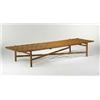 Image 1 : Bertrand Goldberg, bench, USA, c. 1952, ash, 72"w x 19.5"d x 12"h, Goldberg's furniture...