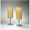 Image 1 : Edward Duckett, table lamps, pair, USA, c. 1948, steel, parchment, 6dia x 19h, Pair o...