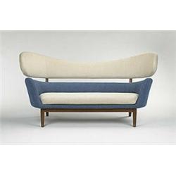 Finn Juhl, sofa, Baker Furniture Company, USA, 1951, walnut, upholstery over plywood, 7...