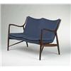 Image 1 : Finn Juhl, settee, Niels Vodder, Denmark, c. 1946, rosewood, upholstery, 47"w x 27.5"d ...