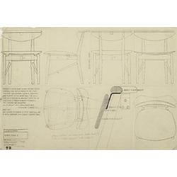 Finn Juhl, original rendering for Dining Chair II, 1951, ink on paper, 16.25 x 23.5, Or...