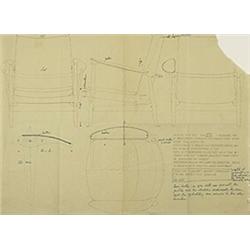 Finn Juhl, blueprint for a lounge chair, 1951, print on paper with additional ink lettering...