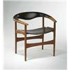 Image 1 : Hovmand Olsen, armchair, Denmark, c. 1950, teak, leather, 28"w x 28"d x 28"h, Branded m...
