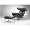 Image 1 : Hans Wegner, Ox chair and ottoman, Johannes Hansen, Denmark, c.1960, leather upholstered ...