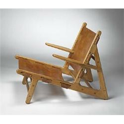 Borge Mogensen, Hunting chair, Cabinetmakers Erhard Rasmussen, Denmark, c.1950, teak, lea...