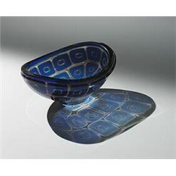 Sven Palmqvist, Ravenna bowl, Orrefors, Sweden, 1964, 7.5"w x 5.5"d x 3"h, Engraved sig...