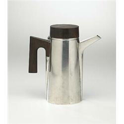 Tapio Wirkkala, coffee pot, TW 188, Kultakeskus, Finland, 1958, sterling silver, jacarand...