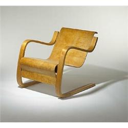 Alvar Aalto, #31 lounge chair, Artek, Finland, c. 1931, curly grain birch, bent and lamin...