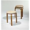 Image 1 : Alvar Aalto, L-leg stools, set of three, Finmar, Finland, 1933, birch, muslin over horseh...
