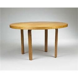 Alvar Aalto, L-leg dining table, Finmar, Finland, 1930s, molded and laminated birch plywo...