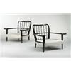 Image 1 : Paul Laszlo, lounge chairs, pair, Laszlo, Inc., USA, c. 1940, ebonized wood, upholstery<b...