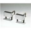 Image 1 : Samuel Marx, andirons, USA, c.1945, nickel-plated steel, iron, 8"w x 17"d x 8.5"h, Crea...
