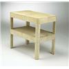 Image 1 : Samuel Marx, end table, Quigley, USA, 1940s, vellum over wood, 27"w x 16"d x 24"h, Tw...