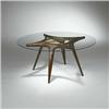 Image 1 : Gio Ponti, coffee table, Italy, c. 1950, walnut, brass, glass, 42"dia x 18.5"h, 3000-40...