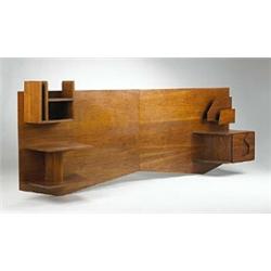 Gio Ponti, headboard, Italy, c. 1950, Italian walnut, 106"w x 16.5"d x 39.75"h, Custom ...