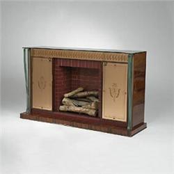 Fontana Arte, fireplace cabinet, Italy, 1950s, rosewood, walnut, various mirrored and color...