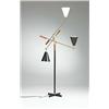 Image 1 : Arredoluce, Three-arm floor lamp, Italy, 1950s, enameled metal, brass, leather, Monochrom...
