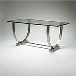 Donald Deskey, dining table, Deskey-Vollmer, Inc., USA, c.1927, chrome steel, glass, 65...