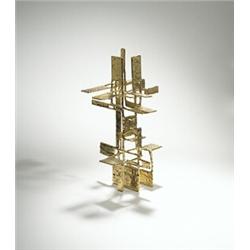 Ibram Lassaw, Pallas, USA, 1979, gilt bronze, 9.5"w x 9.25"d x 17.25"h, Signed, titled ...