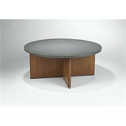 Frank Lloyd Wright, coffee table, Heritage Henredon, USA, 1955, mahogany, slate, 36"dia...