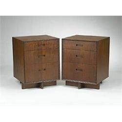 Frank Lloyd Wright, nightstands, pair, Heritage Henredon, USA, 1955, mahogany, 21.5"w x...