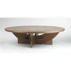 William Wesley Peters, coffee table for the Sorenson residence, USA, 1963, oak, 61"dia x ...