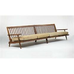 George Nakashima, sofa, USA, c. 1951, walnut, upholstery, 125"w x 29.5"d x 28"h, A stun...