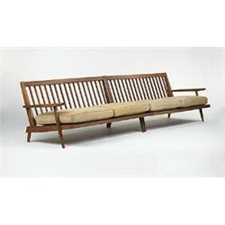 George Nakashima, sofa, USA, c. 1951, walnut, upholstery, 125"w x 29.5"d x 28"h, A stun...