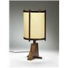 Image 1 : George Nakashima, Table Lamp II, USA, c.1961, walnut burl, holly, parchment, 10"dia x 19....