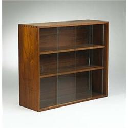 George Nakashima, Hanging Wall Case, USA, 1970, walnut, glass, 42"w x 14"d x 36"h, Two ...