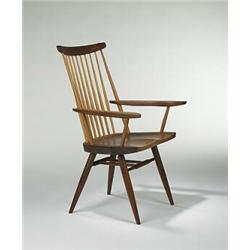 George Nakashima, New chair, USA, 1970, walnut, hickory, 24.75 w x 16.5 d x 38.25 h, Si...