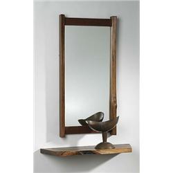 George Nakashima, Picture Frame II Mirror, USA, 1970, walnut, glass, 17"w x 2.5"d x 35.5"...