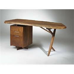 George Nakashima, Conoid Desk, USA, c.1967, walnut, 64"w x 30"d x 29"h, A fine example ...