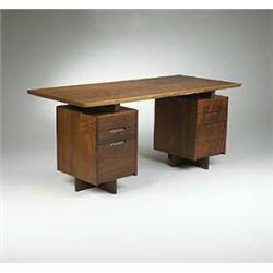 George Nakashima, Double Pedestal Desk, USA, 1981, walnut, 66"w x 30.25"d x 29"h, Free-...