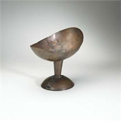 1960s, compote, USA, hand-wrought copper, brass, 10"w x 7"d x 9.5"h, Unique hand-wrough...