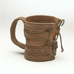 Marilyn Levine, Lace Cup, USA, 1974, glazed clay, leather lace, 6"w x 4"d x 4.5"h, Levi...