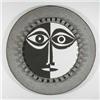 Image 1 : Clyde Burt, plaques, pair, USA, 1960s, glazed earthenware, 12"dia, Incised initials: [C...