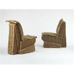 Frank Gehry, Sitting Beaver chairs, pair, New City Editions, USA, c. 1988, cardboard, 1...
