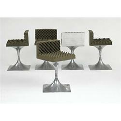 Roger Tallon, Module 400 chairs, set of five, Editions Lacloche, France, 1964, aluminum, ...